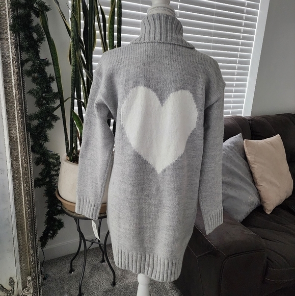 Charter Club Open Front Cardigan Sweater with front pockets and Heart pr… - Picture 3 of 8